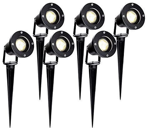 SWANEW Spot LED Exterieur 4W GU10, Projecteur-Spot avec Piquet Éclairage Extérieur LED à Piquer Lampe Jardin étanche IP65 Blanc Chaud pour Jardin décoratif Terrasse Plantes (6 Pack)