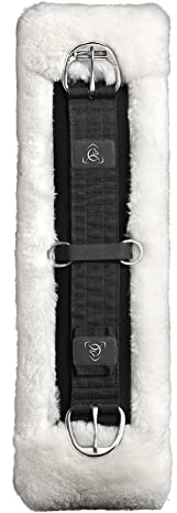 Acavallo Western Wide Gelgurt mit Lammfell, Größe:L, Farbe:schwarz