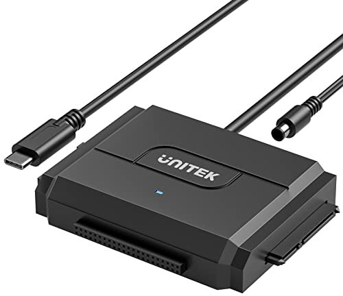 UNITEK IDE SATA to USB C Adapter Cable, USB 3.0 to IDE Hard Drive Converter for 2.5''/3.5'' HDD/SSD, Included 12V/2A Power Adapter