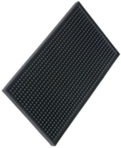 XieNie Bar Mat, 6 x 12 Black Small Coffee Mat for Home Bar Kitchen Countertop, Non-Slip Rubber Service Spill Mat for Cocktail Bartender Accessories, PVC Counter Top Cup Glasses Drying Mats, 1Pac
