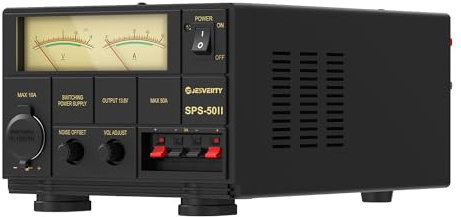 Universal Compact Bench Power Supply- 50 Amp Regulated Home Lab Benchtop AC-to-DC Converter 13.8 Volt/9-15Volt, Cooling Fan, Screw Type Terminals - Jesverty SPS-50II