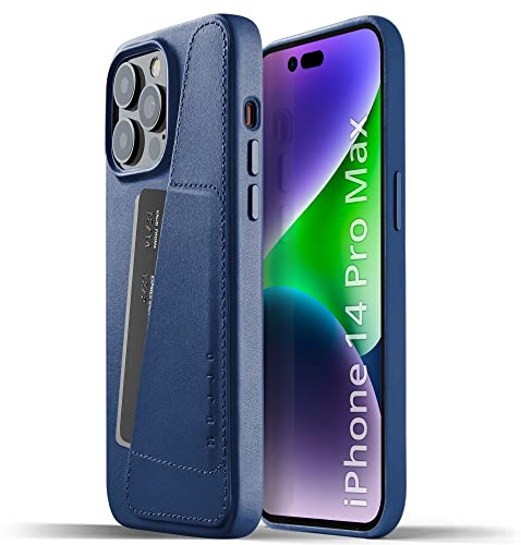 Mujjo Leather Wallet Case iPhone 14 Pro Max Blue