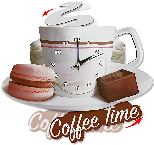Cleris Art Studio Coffee Cup Swinging Wall Clock, Kitchen Wall Clock, Cafe Kitchen Wall Decor, 3D Wooden Wall Clock, Decorative Wall Clock.