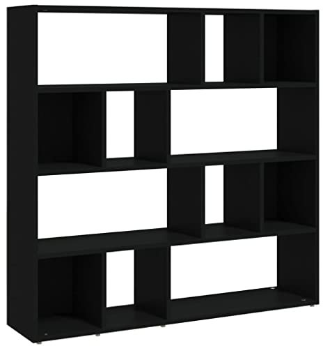 Modernes Bücherregal Wand-Bücherschrank Standregal Aufbewahrungregal Raumteiler Büroregal Aktenschrank Vielseitiges Büro Aktenregal für Wohnzimmer Schlafzimmer, Schwarz 105x24x102 cm