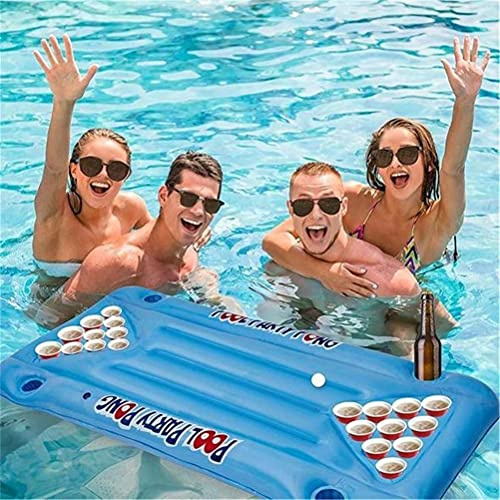 Gonetre Aufblasbare Pool Party Schwimmende Floß Multifunktionale Beer Pong Luftmatratze Aufblasbare Beer Pong Tisch für Strand Schwimmbad Camping