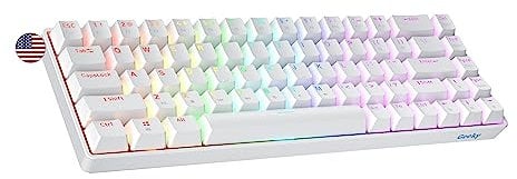 Geeky GK65 65% | Hot Swappable Mechanical Gaming Keyboard | 68 Keys Multi Color RGB LED Backlit for PC/Mac Gamer | ANSI US American Layout (White, Mechanical Black)