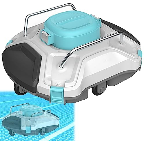 Aspirateur de piscine de robot sans fil amélioré pour piscine au-dessus du sol, nettoyeur de piscine robotique automatique avec 2 moteurs et nettoyeur de piscine d'aspiration, dure 120 minutes