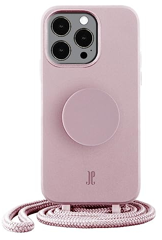 PopSockets x Just Elegance iPhone Hülle - Necklace Case - Handyhülle kompatibel mit iPhone 14 Pro 6,1 - iPhone Schutzhülle mit Abnehmbarer Kordel und Fingerhalter I Beige (Rose Breath)