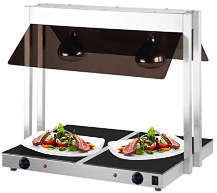 GGM Gastro | WHPWJ756 | Warmhalteplatte mit Glas-Keramikfeld - 1,07 kW - mit 2 Infrarot-Wärmelampen