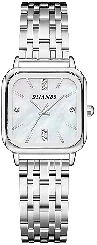 JewelryWe Uhren Damen Edelstahl Kalender - Elegant Silber Zifferblatt Analog Quarz Armbanduhr Frauen Woche Datum Kalender 30m wasserdichte Uhr mit Edelstahl Armband und Leuchtzeiger