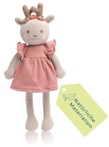 Nidito REH-Kuscheltier Groß - 40 cm Bio-Baumwolle, Oeko, Baby XXL, Mädchen, Schlenker, Stoffpuppe - Ab 0 Monate