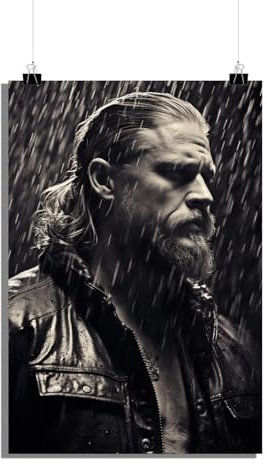 25 Artstreet Sons of Anarchyposter | Schwarz-Weiß-Poster | Jax | TV-Serien-Symbole | Biker-Gang-Drama | Schwarz-Weiß-Kinematographie | Biker-Kultur | Erinnerungsstücke aus Fernsehserien (60x90)