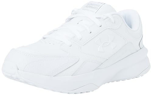 Under Armour Baskets UA Edge LTHR pour Homme, Blanc Blanc Halo Gris, 42.5 EU