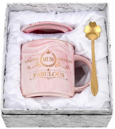 Joymaking Gifts for Mum Coffee Mug Mothers Day Gifts Birthday Christmas Gifts from Daughter Son Lovely Birthday Mothersday Gifts,12Oz Pink Marble Ceramic Coffee Cup