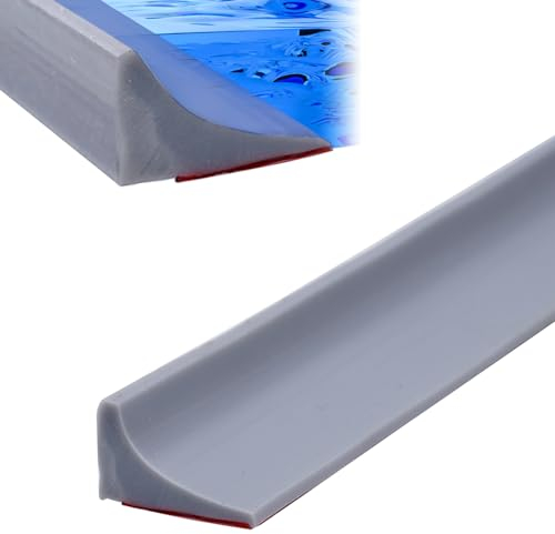 Silikon Wasserstopper Dusche Schwallschutz, 200CM Begehbare Dusche Boden Wassersperre, Silikon Duschschwelle für Rahmenlose Duschtür, Water Stopper Strip für Nass- und Trocken-Trennung (Grau)