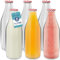 HEFTMAN Glass Milk Bottles with Lids - Empty 1 Litre Set of 6 Airtight Glass Milk Bottle with Red Gingham Lids for Beverages, Liquids & Décor - Retro Juice Bottles for Weddings, BBQ's & Picnics