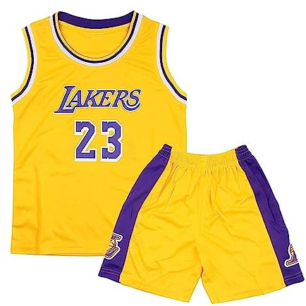 Qkydky Kinder Basketball Trikot Set - Atmungsaktiv, Leicht & Langlebig - Perfekt für Training & Spiele - Verschiedene Größen & Farben - Ideal für Jungen & Mädchen(Gelb#23,XXL,für 11-14 Jahr)