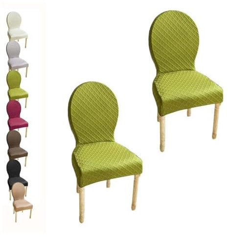 HHONGWYT Stretch Stuhlhussen 4er/6er Set Oben Rund Lehne Stuhlbezug L Lehne Hoch60cm/S Lehne Hoch51CM Stuhlüberzug Stuhlschonbezug Nicht Universell Runder Rückenlehne Stuhlbezüge,F 2pcs,1Large