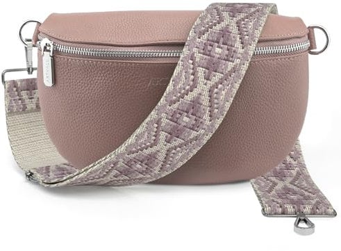 Artvall - Umhängetasche Echtleder Tasche Handtasche Leder Bauchtasche Klein mit Schultergurt Design Taschenband abnehmbar verstellbares Riemen Crossbody Bag Echt Ledertasche Damen mit Reißverschluss