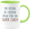 quotedazur - Mug Pas Besoin De Beaucoup de Cheveux Pour Être Un Super Coach - Vert/Céramique