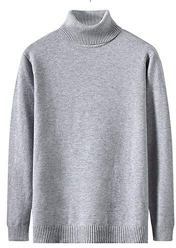 Herren Winter Casual Pullover Mode Pullover Einfarbig High-Neck Langarm Strickpullover Pullover Hemden Herren Gemustert (Grey, XXXL)