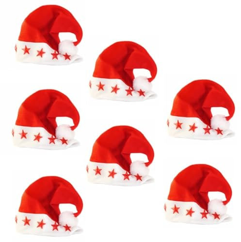 NICO Europe 7x LED-Weihnachtsmützen, Nikolausmützen für Weihnachtsfeiern, Firmenfeste, Weihnachtsmärkte