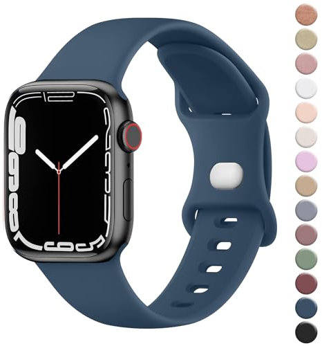 Strap for Apple Watch Straps 42mm 41mm 40mm 38mm for Women Men, Soft Silicone Sport Band for iWatch Series 10 9 8 7 SE 6 5 4 3 2 1 Ultra (Deep blue,38mm/40mm/41mm/42mm(Series 10))