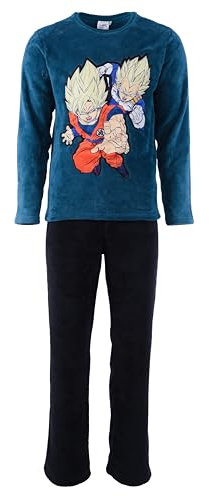 Dragon Ball Z Pigiama da Uomo, Pigiama in Morbida Pile Design Classico Goku, T-Shirt e Pantaloni Lunghi in Velluto, Regalo per Uomini e Ragazzi (IT, Testo, M, Regular, Regular, Verde)