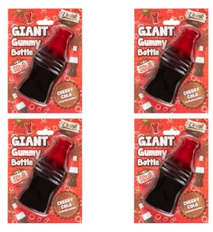 Giant Gummy Bottle 90g * Pack Of 4 - Cherry Cola - Enjoy This Giant Gummy Bottle This Christmas - An Amazing Christmas Treat. Makes A Great