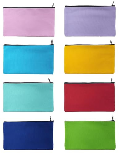 TMTGTS Blanko Stoffbeutel 8 Stück Leinwand Mäppchen zum Bemalen Taschen aus Baumwoll-leinwand mit Reißverschluss DIY Federmäppchen Stiftemäppchen für Reisen Make-up Schule Lagerung Malen(Mixed1#)