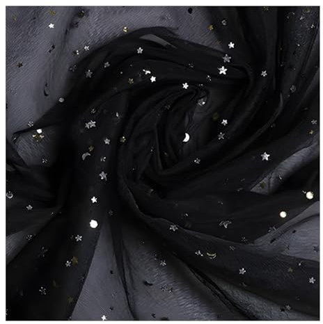 1 PC Tüllstoff Glitzer 190 X 170 cm, Dekostoff Mit Sternen, Funktionsfähiger Tüll für Tischläufer, Basteln, Tutu-Röcke, Hochzeitsdekoration und kreative Projekte