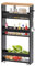 FetiNes Rollwagen 4 Ebenen, Küchenwagen schmal, Nischenregal auf Rollen, Stahl, Griff, für kleine Räume, 40 x 14 x 80 cm, Küche, Bad, Wohnzimmer, Arbeitszimmer, Schwarz + Eichenfarben