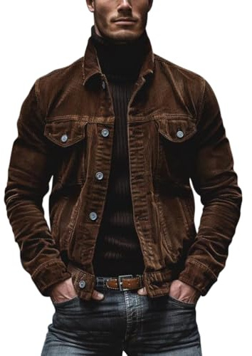Oanviso Giacca Velluto a Coste Uomo Giacche Cargo Casual | Cappotto, Giubbino, Classica, Retrò, con Bottoni, da Lavoro, Outdoor, Regular Fit, Primavera, Autunno