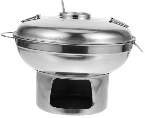 BESPORTBLE Marmite Acier Inoxydable Résistante Chaleur Pour Cuisine Plein à Fondue Chinoise Portable Avec Réchaud à Ustensile De Cuisson Pratique Pour Viande Et Fruits De Mer