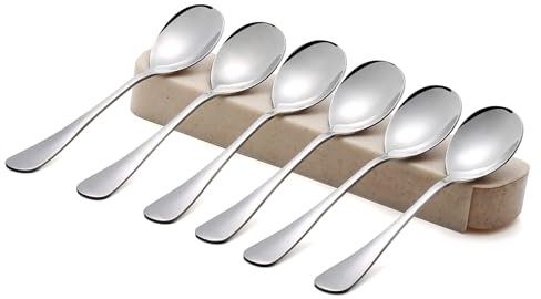 Teaspoons Set of 6 Stainless Steel Spoons 14cm Cutlery Spoons Set for Tea, Coffee, Use for Home, Kitchen, Restaurant, Dishwasher Safe with Recyclable Box