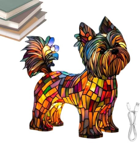 Süße Lampe, süße Schreibtischlampe, Harzhund warmes Nachtlicht, Vintage Umgebungsbeleuchtung, handbemaltem Bunten, Heimdesktop -Ornament für Bett
