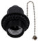 HOMSFOU Schwarzer Pull-Wire-Schalter Lampenfassung mit Zugkette Draht Lampenkette Buchse Tisch Lampenfassungsverlängerung LED-Lichtadapter Kettenleuchte ziehen Abs Black