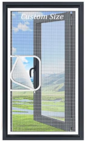 Custom Size Self-Adhesive Mosquito Netting Insect Mesh Curtain,Cat Protection Net with Zipper,Fly Screen Window Replacement,Keep Fresh Air Circulating
