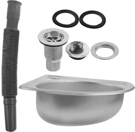 FUNOMOCYA 1 juego Fregadero Pequeño Inoxidable para Cocina Instalación Rápida y Diseño Esquinero para de Espacio para Vehículos Recreativos y Áreas