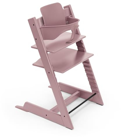 Stokke Tripp Trapp Hochstuhl, Heather Mauve - Inklusive Stuhl + Baby Set2 für Kinder von 6-36 Monaten - Verstellbar, ergonomisch & leicht zu reinigen