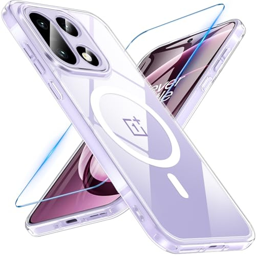 OWKEY für OnePlus 15 Hülle Kompatibel mit MagSafe, [mit 1 Schutzglas] Magnetisch Handyhülle OnePlus 15 Case, Militärqualität Stoßfeste Transparent Dünn Schutzhülle Cover, Klar