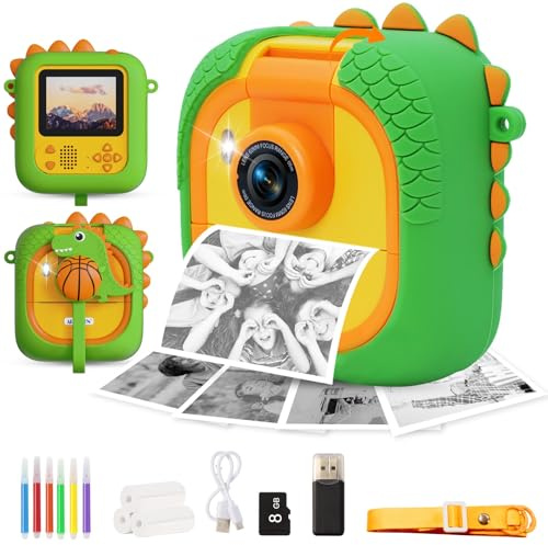 ARNSSIEN kids camera instant print, 1080P, 180° Flip Lens, 2.4 Screen
