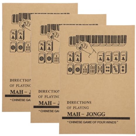 Uonlytech Manuel de Mahjong Chinois 3 Pièces – Guide Illustré D’Instructions pour Apprendre Rapidement Le Jeu Traditionnel – Jeu Mahjong Chinois pour Famille et Amis Stratégies et Règles