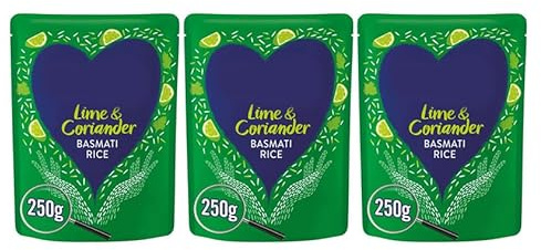 Lime & Coriander Basmati Rice, Microwave Pouch, Gluten Free, Vegan, 250g,Pack Of 3