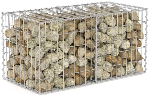 Ollewiellan Gabionen 100x80x30 cm, Gabionenkörbe aus Verzinktem Stahl,4 mm Drahtstärke,5 x 10 cm Maschenweite,Gabione für Gabionen Zaun und Garten,Geeignet für Steine von 6–12 cm,2er