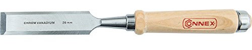 Connex COX861026 Stechbeitel mit Ulmer Heft aus Weißbuche und Chrom-Vanadium-Klinge mit Seitenfase, Breite 26 mm
