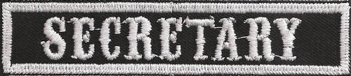 SOA sw, Secretary Namensschild Rangabzeichen Motorad Kutte Patch Aufnäher