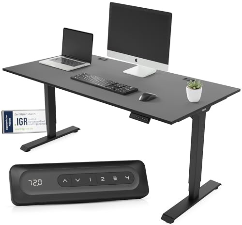 Yaasa Desk Essential 120x80cm, Schreibtisch höhenverstellbar für Homeoffice | Elektrisch höhenverstellbarer Schreibtisch für Büro, Automatikfahrt, verschiedene Größe und Farben, 5 Jahre Garantie