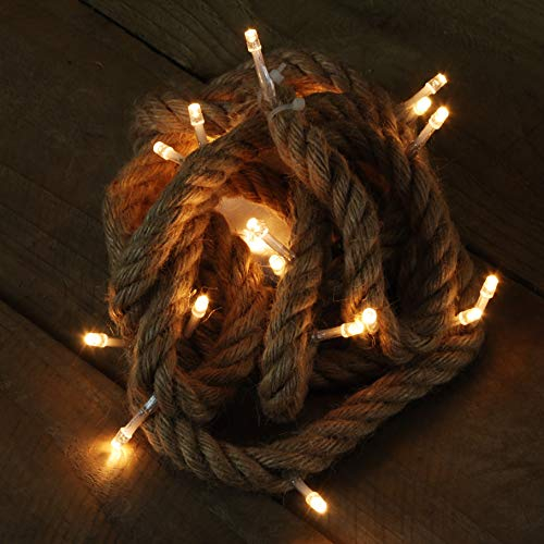 Seil Tau mit 20 LED als Lichterkette und transparentem Kabel 1,90 Meter