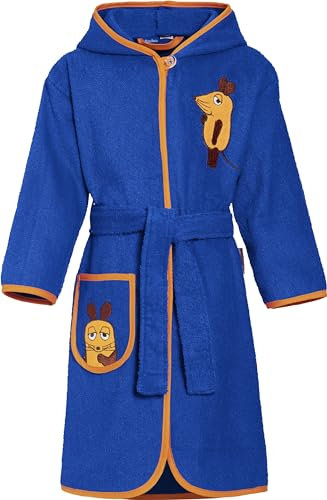 Playshoes Unisex Kinder Frottee-Bademantel Morgenmantel, Marine Die Maus, 134/140